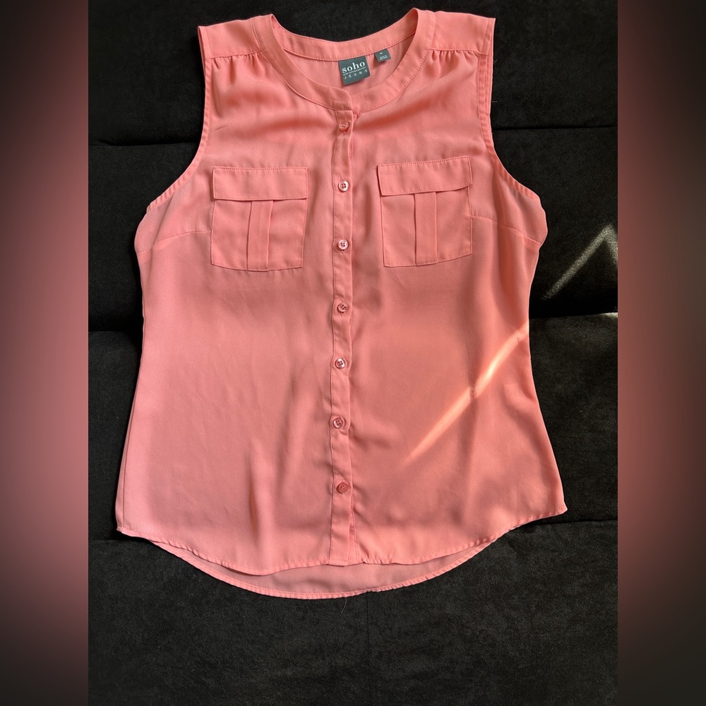 Soho Coral Button-down Tank top